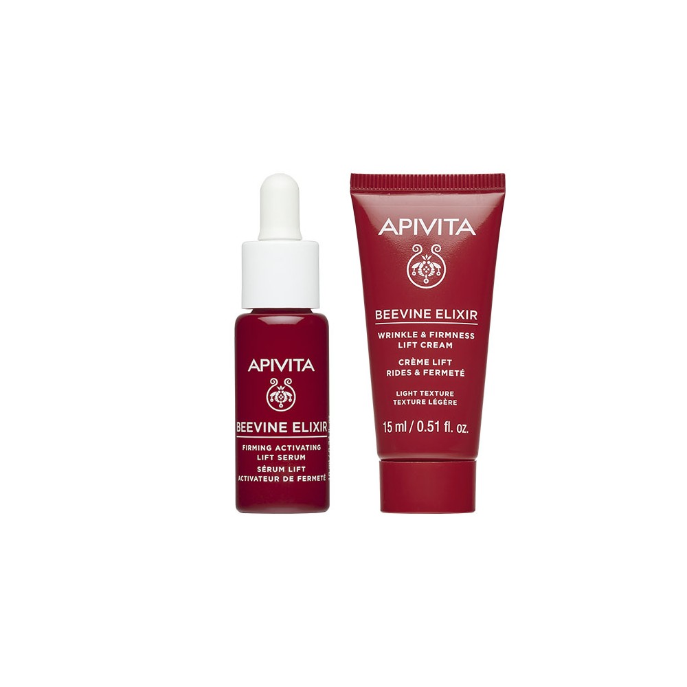 Με την αγορά 1 προϊόντος από τη σειρά BeeVine Elixir της Apivita, Δώρο Ορός Ενεργοποίησης Σύσφιξης & Lifting 10ml & Αντιρυτιδική Κρέμα για Σύσφιξη & Lifting Ελαφριάς Υφής 15ml